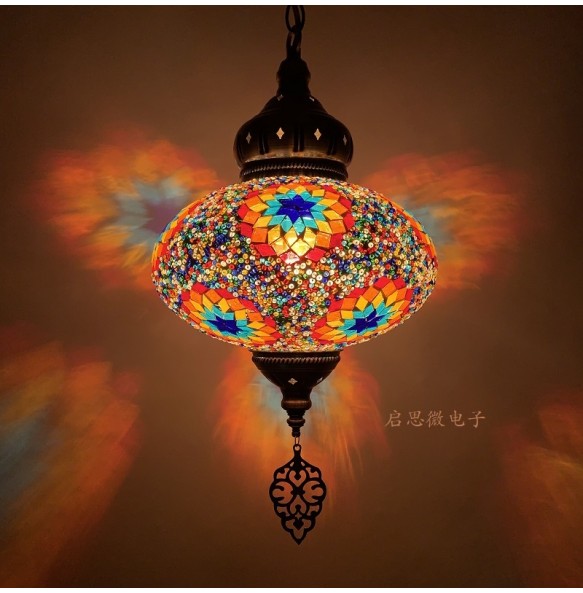 2021 Newest 25cm Dia Mediterranean style Art Deco Turkish Mosaic Pendant Lamp Handcrafted mosaic Glass romantic pendant light