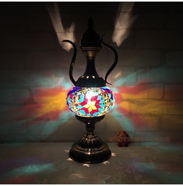 Newest E14 Hand-inlaid Glass Morocco Style Mosaic Light Bedroom Living Room Decorative Table Lamp Turkish Lampe