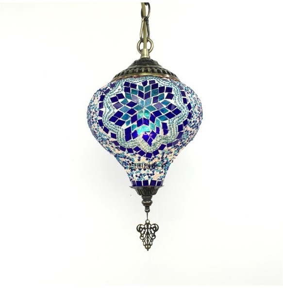 Newest E14 Hand-inlaid Glass Mosaic Bedroom Living Room Decorative Pendant  Lamps of Mediterranean Style Turkish Lampe