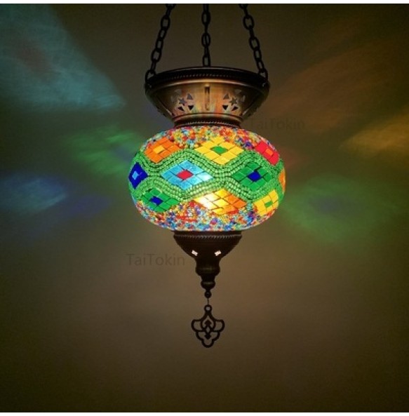 Big Size Turkish Mosaic Pendant Lamp Vintage Deco Handcrafted Lampe De Mesa Glass Romantic Light Lamparas Colgantes Para Techo