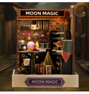 DIY Wooden Dollhouse Moon Magic Room Mini Roombox Miniature Doll Houses Building Kits with Furniture LED Light for Birthday Gift