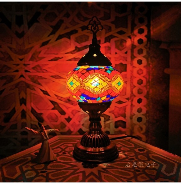 Newest Turkish mosaic table Lamp vintage art deco Handcrafted lamparas de mesa Glass romantic bed light lamparas con mosaicos