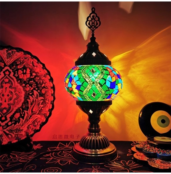 E14 Newest Mediterranean Style Art Deco Turkish Mosaic Table Lamp Handcrafted Mosaic Glass Romantic Bed Light