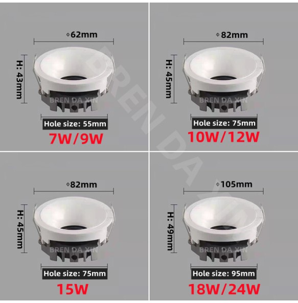 Dimmable COB Downlight spotlight AC85-265V anti-glare lantern concave Led All aluminum ultra thin downlight interior lighting