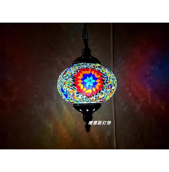 Turkish Mosaic Pendant Lamp Vintage Art Deco Handcrafted Lamparas De Mesa Glass Romantic Light Lamparas Con Mosaicos Home Decor