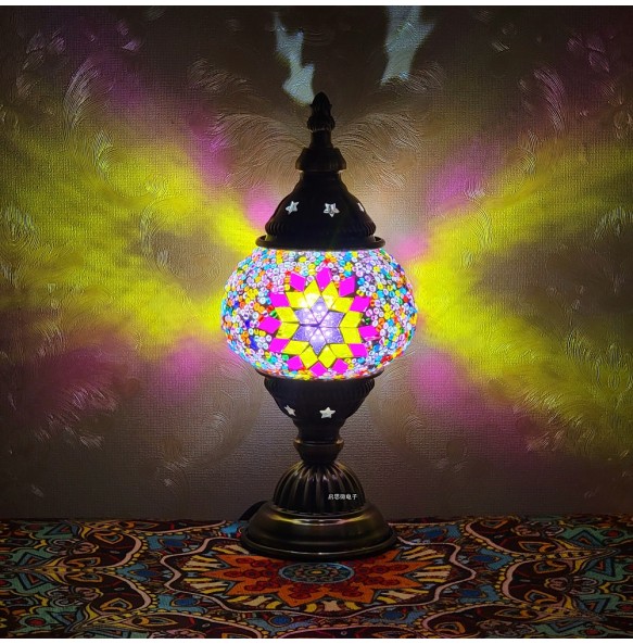 Newest Turkish Mosaic Table Lamp Vintage Art Deco Handcrafted Lamparas De Mesa Ball Glass Romantic Bed Light Led Night Lampe