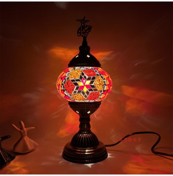 Turkish Swirling Dance Mosaic Table Lamp Vntage Deco Handmade Lamparas De Mesa Glass Romantic Bed Light Lampe Con Mosaicos