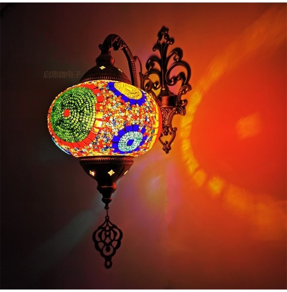 Newest big size Mediterranean style Art Deco Turkish Mosaic Wall Lamp Handcrafted mosaic Glass romantic wall light