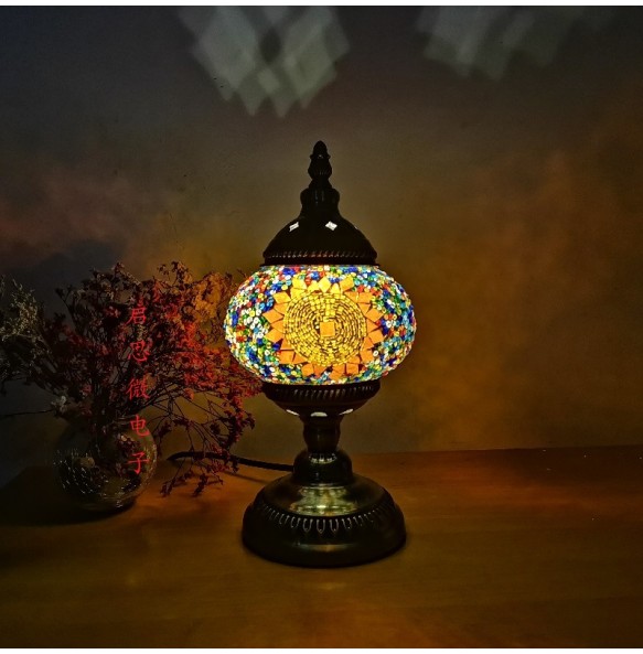 Newest E14 Hand-inlaid glass mosaic bedroom living room decorative Table Lamps of Mediterranean style Turkish Lamps