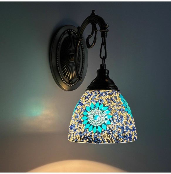 Turkish Mosaic Wall Lamp Handcrafted Glass Luminaria Led Wall Light Corridor Sofa Background Lighting Home Room Decor Lampe