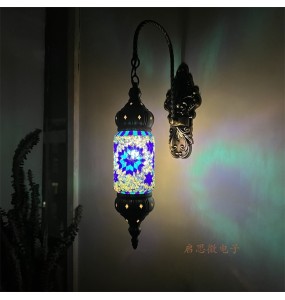 New Mediterranean Style Art Deco Turkish Mosaic Wall Lamp Handcrafted Glass Romantic Light  Lamparas Con Mosaicos Bedroom