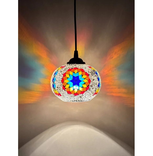 Newest Mosaic Pendant Lamp Vintage Art Deco Handcrafted Lamparas De Mesa Glass Romantic Light Lamparas Con Mosaicos Home Decor