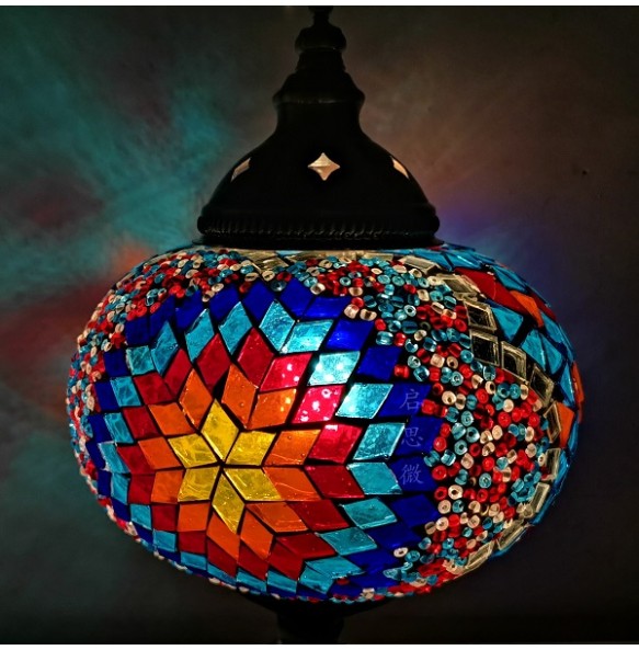 Big Size Turkish mosaic table Lamp vintage art deco Handcrafted lamparas de mesa mosaic Glass romantic bed light lamparas con