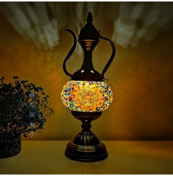 Newest Mediterranean style Art Deco Turkish Mosaic Table Lamp Handcrafted mosaic Glass romantic bed light