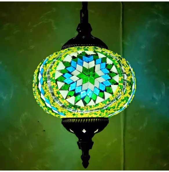 Turkish Mosaic Pendant Lamp Vintage Art Deco Handcrafted Lamparas De Mesa Glass Romantic Light Lamparas Con Mosaicos Home Decor