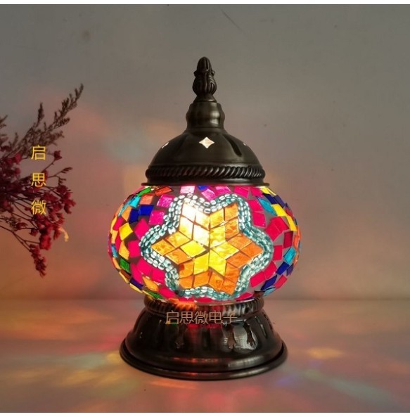 New Style E14 Hand-inlaid glass mosaic bedroom living room decorative Night Lamps of Mediterranean style Turkish Lamps