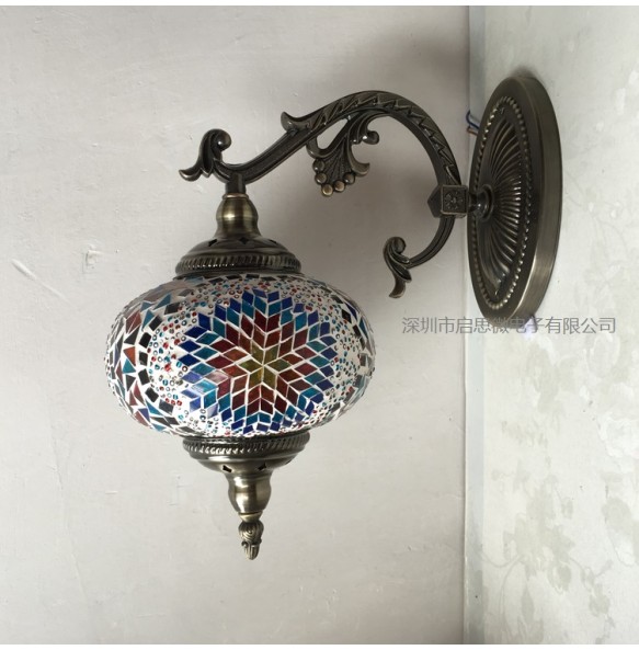 Turkish Mosaic Wall Lamp Handcrafted Glass Luminaria Led Wall Light Corridor Sofa Background Lighting Home Room Decor Lampe