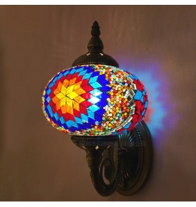 Turkish Mosaic Wall Lamp Handcrafted Glass Luminaria Led Wall Light Corridor Sofa Background Lighting Home Room Decor Lampe