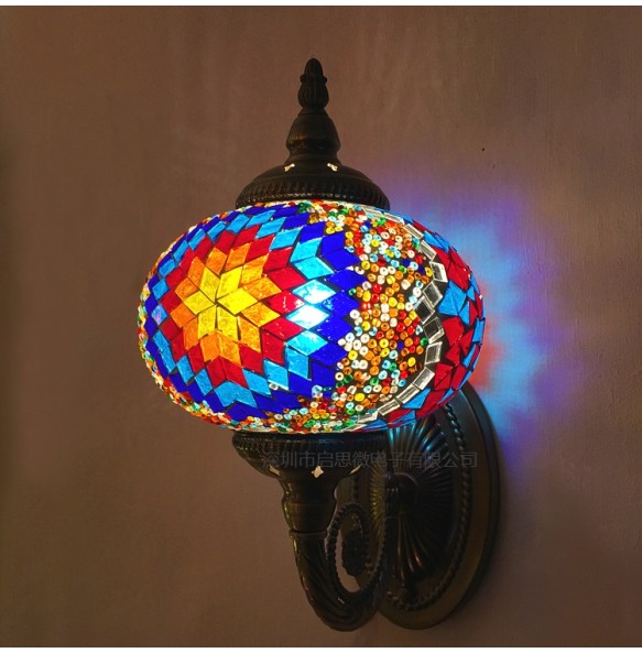 Turkish Mosaic Wall Lamp Handcrafted Glass Luminaria Led Wall Light Corridor Sofa Background Lighting Home Room Decor Lampe