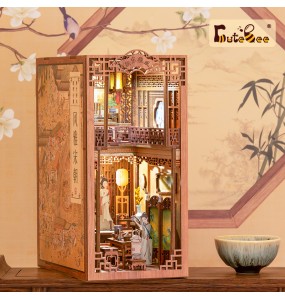 CUTEBEE DIY Book Nook Kit Mini House with Furniture Touch Light Elegant Song Dynasty Chinese Culture 3D Bookend for Adult Gifts