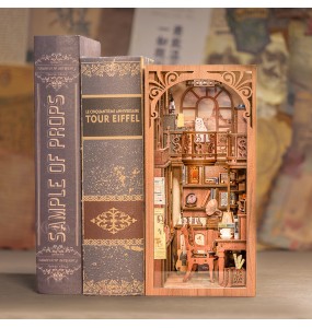 CUTEBEE DIY Book Nook Kit Miniature Doll House with Touch Light Dust Cover Bookshelf Insert Model Toys Gift Secret Rhythm