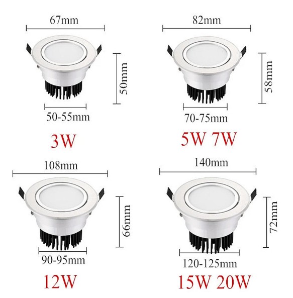 Dimable COB down light LED ceiling lamp AC220V LED  embedded Shoot light3W5W7W12W15W20W Indoor lighting