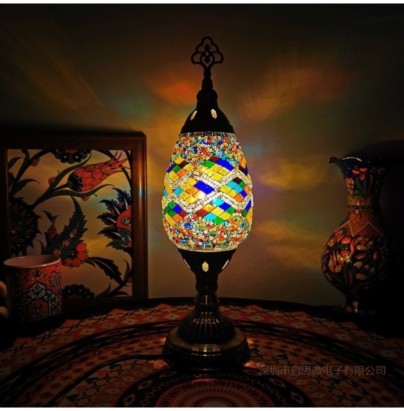 Mosaic Table Lamp Vintage Art Deco Handcrafted Lamparas De Mesa Mosaic Glass Romantic Bed Light Lamparas Con Mosaicos Night Lamp