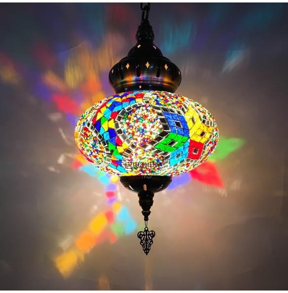 Dia 25cm New Style Turkey Ethnic Customs Handmade Lamp Romantic Cafe Restaurant Bar Tree Pendant Light Bar Mosaic Pendant Lamp