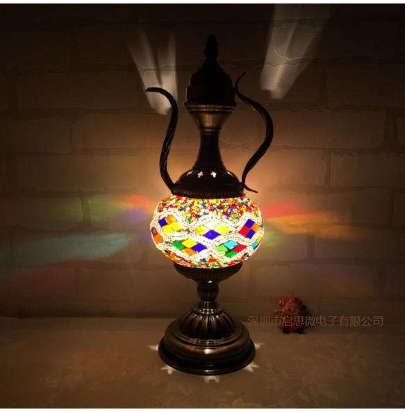 Newest E14 Hand-inlaid Glass Morocco Style Mosaic Light Bedroom Living Room Decorative Table Lamp Turkish Lampe