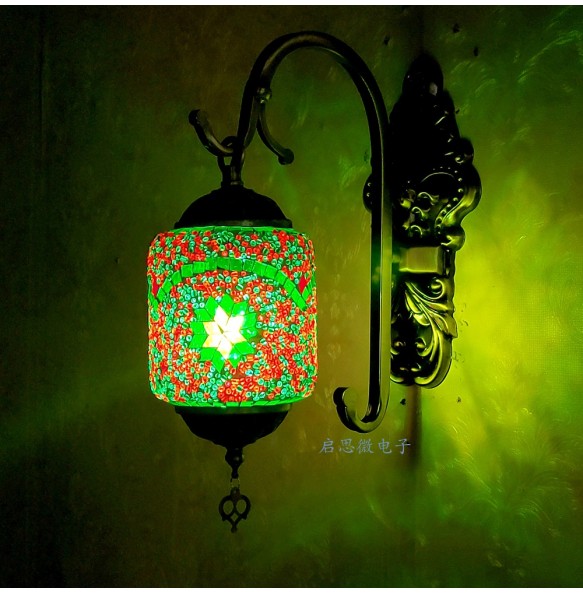 Newest Led Wall Lamp Mediterranean Style Art Deco Turkish Mosaic Wall Lampe Handcrafted  Glass Romantic Light Home Decor