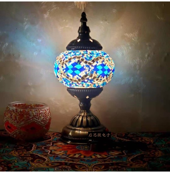 DIY USB Rechargeable Turkish Mosaic Table Lamp Handcrafted Camping Light Gift For Kids Lamparas Bedroom Decoration Night Light