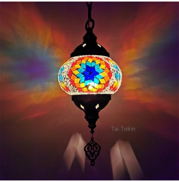 Newest Mediterranean Style Art Deco Turkish Mosaic Pendant Lamp Handcrafted Mosaic Glass Romantic Pendant Light