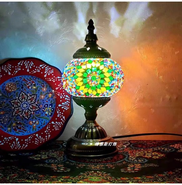 Turkish Mosaic Table Lamp Vintage Art Deco Handcrafted Lamparas De Mesa Mosaic Glass Bed Light Lamparas Con Mosaicos Night Light