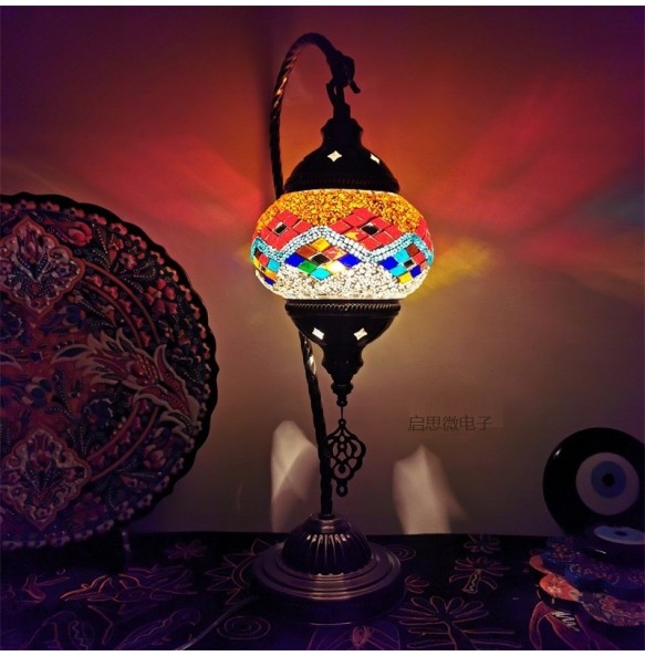 Turkish Swan Table Light Bedroom Decoration Abajur Para Quarto Mosaic Glass Lampara De Noche Dormitorio Desk Lamp Nightlights