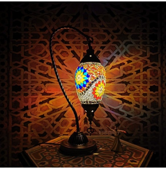 New Turkish mosaic swan table Lamp vintage art deco Handcrafted lamparas de mesa mosaicos Glass romantic bed light lamparas con