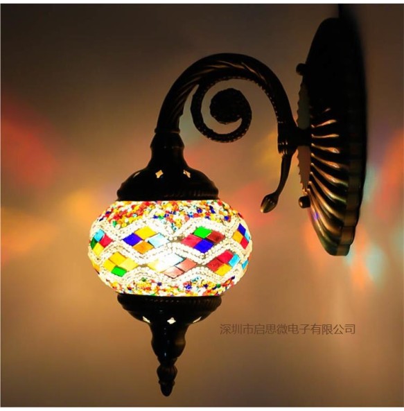 New Mediterranean style Art Deco Turkish Mosaic Wall Lamp Handcrafted mosaic Glass romantic wall light