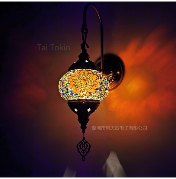 E14 Newest Mediterranean style Art Deco Turkish Mosaic Wall Lamp Handcrafted mosaic Glass romantic wall light