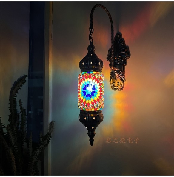 New Mediterranean Style Art Deco Turkish Mosaic Wall Lamp Handcrafted Glass Romantic Light  Lamparas Con Mosaicos Bedroom