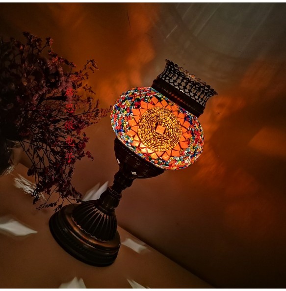 Turkish Mosaic Aroma Table Lamp Vintage Art Deco Handcrafted Lamparas De Mesa Glass Romantic Bed Light Lamparas Con Mosaicos