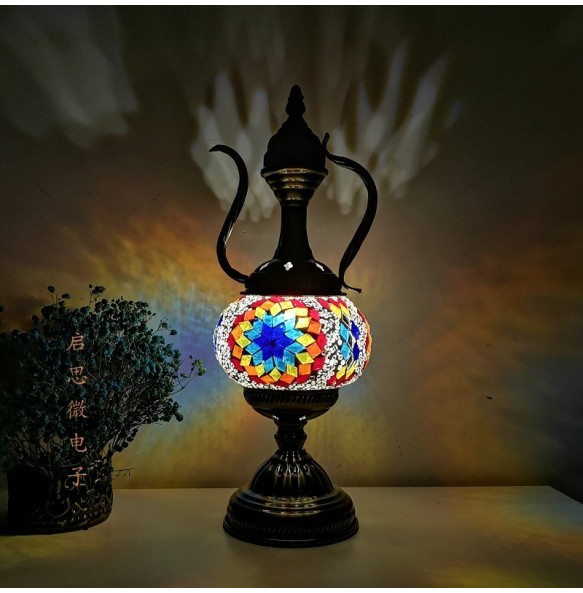 Newest Mediterranean style Art Deco Turkish Mosaic Table Lamp Handcrafted mosaic Glass romantic bed light