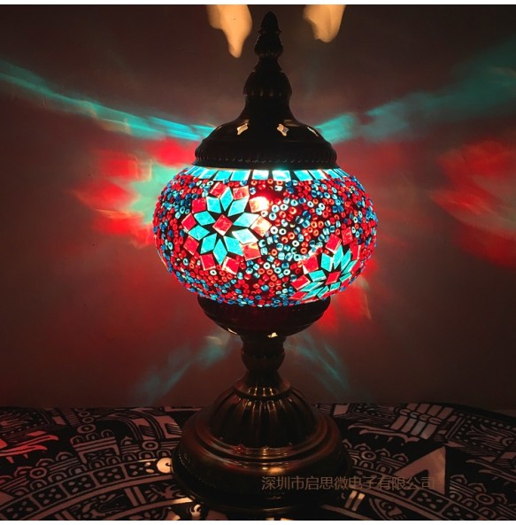 Newest E14 Hand-inlaid Glass Mosaic Bedroom Living Room Decorative Table Lamps of Mediterranean Style Turkish Lamps