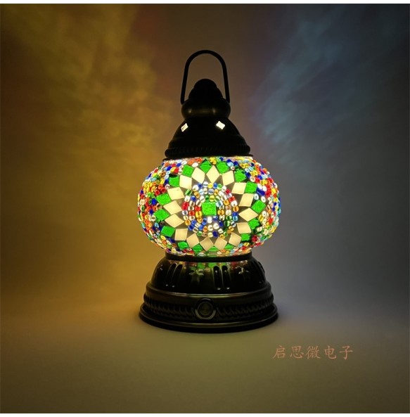 Mini Vintage Turkish Mosaic Hanging Lanterns Battery Warm Light Led Camp Lantern Rechargeable Lightweight Tent Lamp For Outdoor