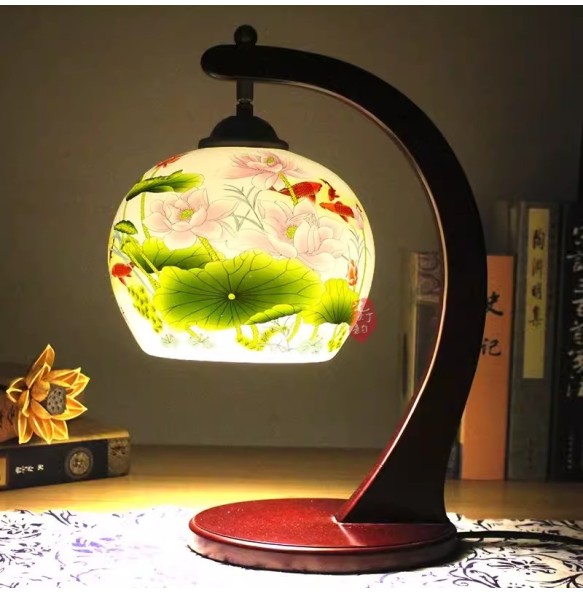 Chinese Vintage Ceramic Table Lamp Bedside Light Living Room Study Room Kids Room Retro Fashion Ceramic Table Lamp