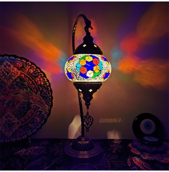 Turkish Swan Table Light Bedroom Decoration Abajur Para Quarto Mosaic Glass Lampara De Noche Dormitorio Desk Lamp Nightlights