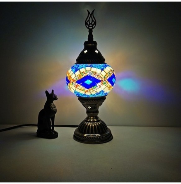 USB Rechargeable Night Lamp Mosaic Table Lamp Vintage Deco Handcrafted Lamparas De Mesa Glass Romantic Bed Light Con Mosaicos