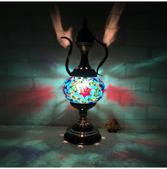 Newest E14 Hand-inlaid Glass Morocco Style Mosaic Light Bedroom Living Room Decorative Table Lamp Turkish Lampe