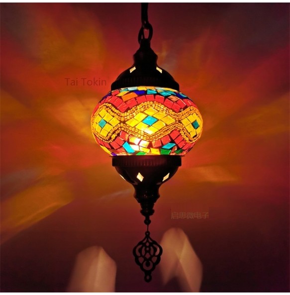 Newest Mediterranean Style Art Deco Turkish Mosaic Pendant Lamp Handcrafted Mosaic Glass Romantic Pendant Light