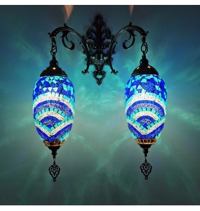 2 Heads Turkish Mosaic Wall Lamps Handmade Luminaria Applique Murale Intérieur Led Lampara Bedroom Balcony Aisle Decor Light