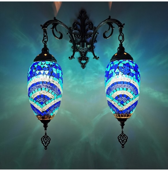 2 Heads Turkish Mosaic Wall Lamps Handmade Luminaria Applique Murale Intérieur Led Lampara Bedroom Balcony Aisle Decor Light