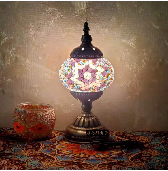 DIY USB Rechargeable Turkish Mosaic Table Lamp Handcrafted Camping Light Gift For Kids Lamparas Bedroom Decoration Night Light